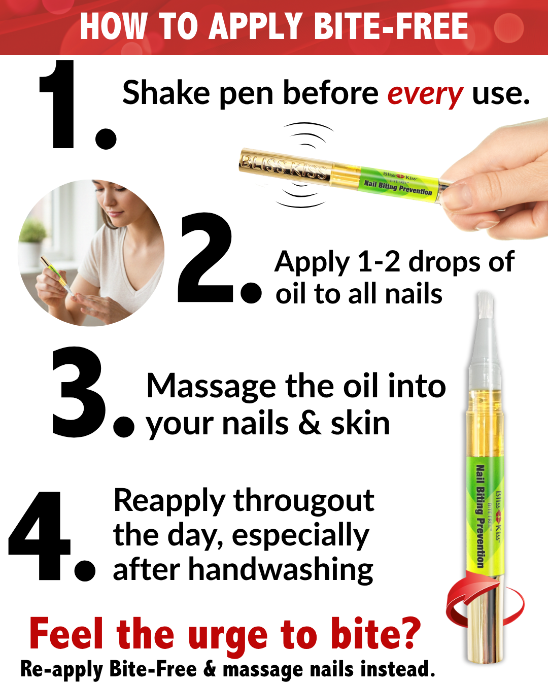 Bite Free™ Nail Biting Prevention | Simply Pure™ Nail & Cuticle Oil Bitter Formula