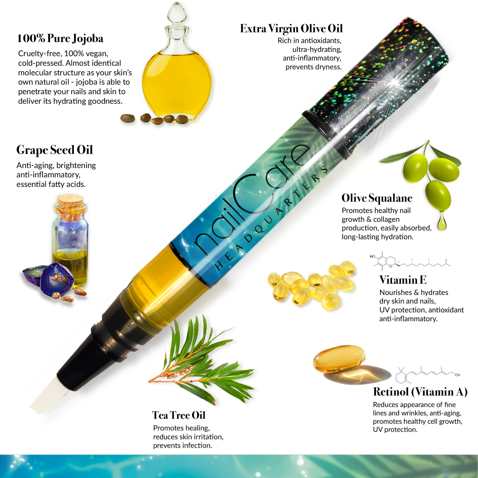 1-Pen: HOLO Twist Simply Pure™ Nail Oil Pen - 2ml Travel Sized - Butt Naked
