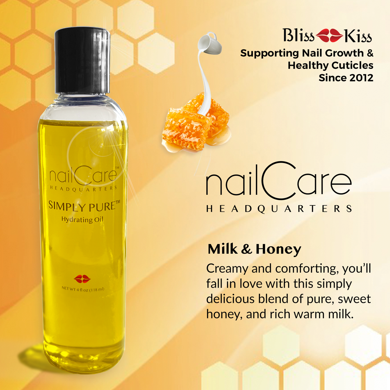 Nail Care Headquarters™ Simply Pure™ Hydrating Oil - 4 oz (118 ml)  Bottle | Milk & Honey Fragrance