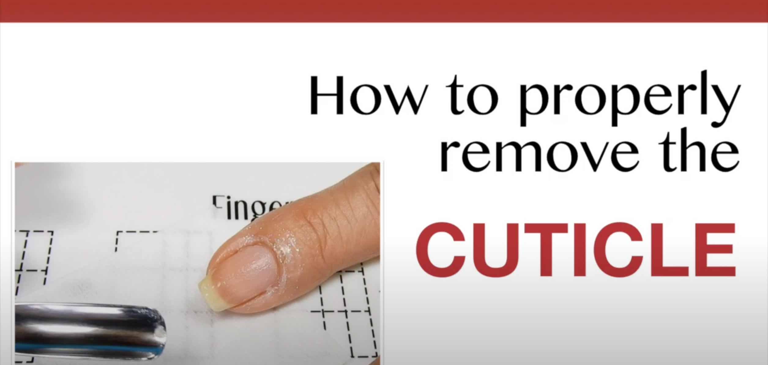 How to properly remove the CUTICLE
image shows a finger with a healthy nail , completely clear of dead cuticles.