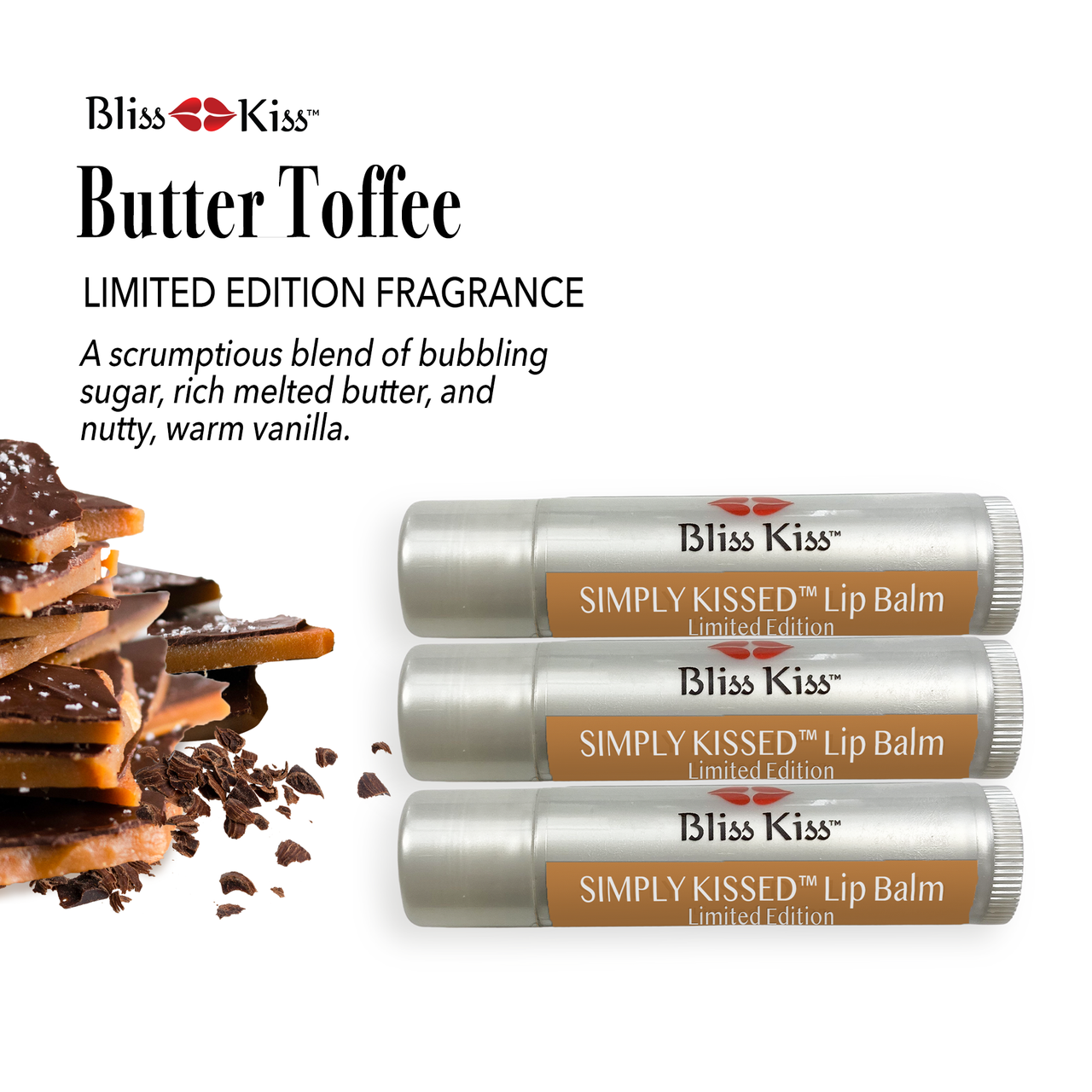 LE: Simply Kissed™ Moisturizing Lip Balm - 3 Pack - Butter Toffee