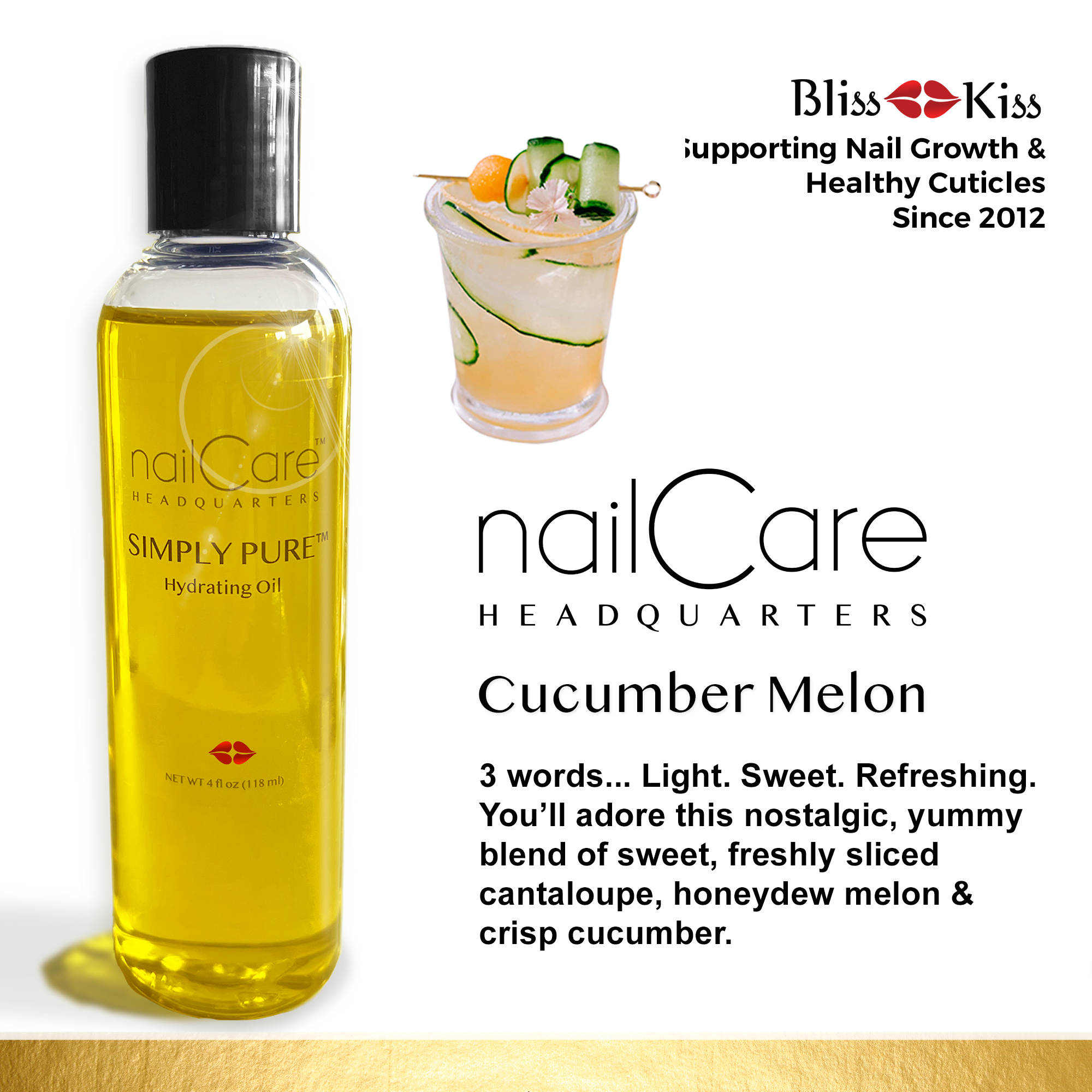 Nail Care Headquarters™ Simply Pure™ Hydrating Oil - 4 oz (118 ml)  Bottle | Cucumber Melon