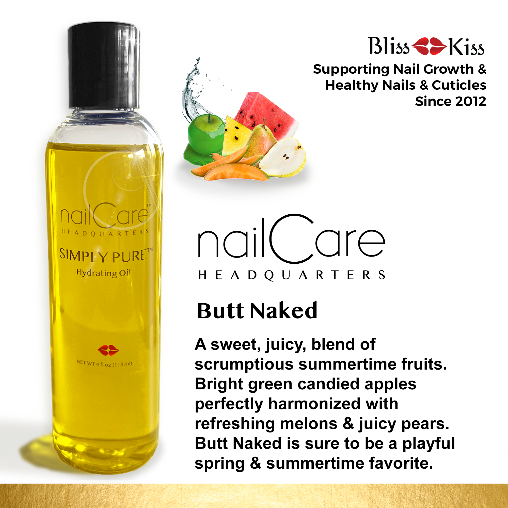 Nail Care Headquarters™ Simply Pure™ Hydrating Oil - 4 oz (118 ml)  Bottle | Butt Naked